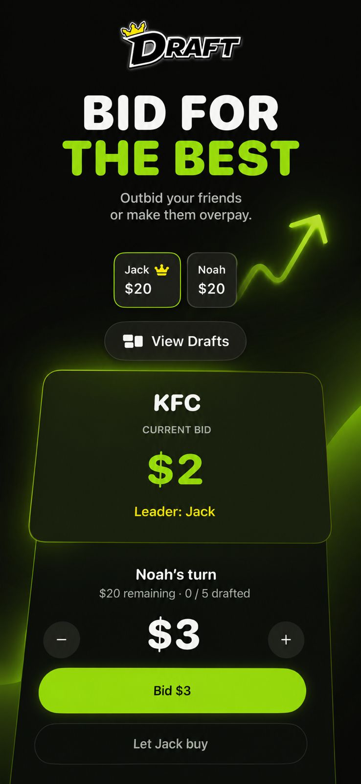 BLASTED bidding screen